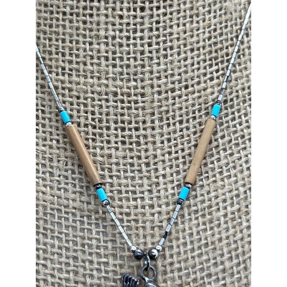 Vintage Liquid Sterling Silver Kokopelli Pendant Necklace Beads Barrel Clasp 16" - Picture 3 of 6